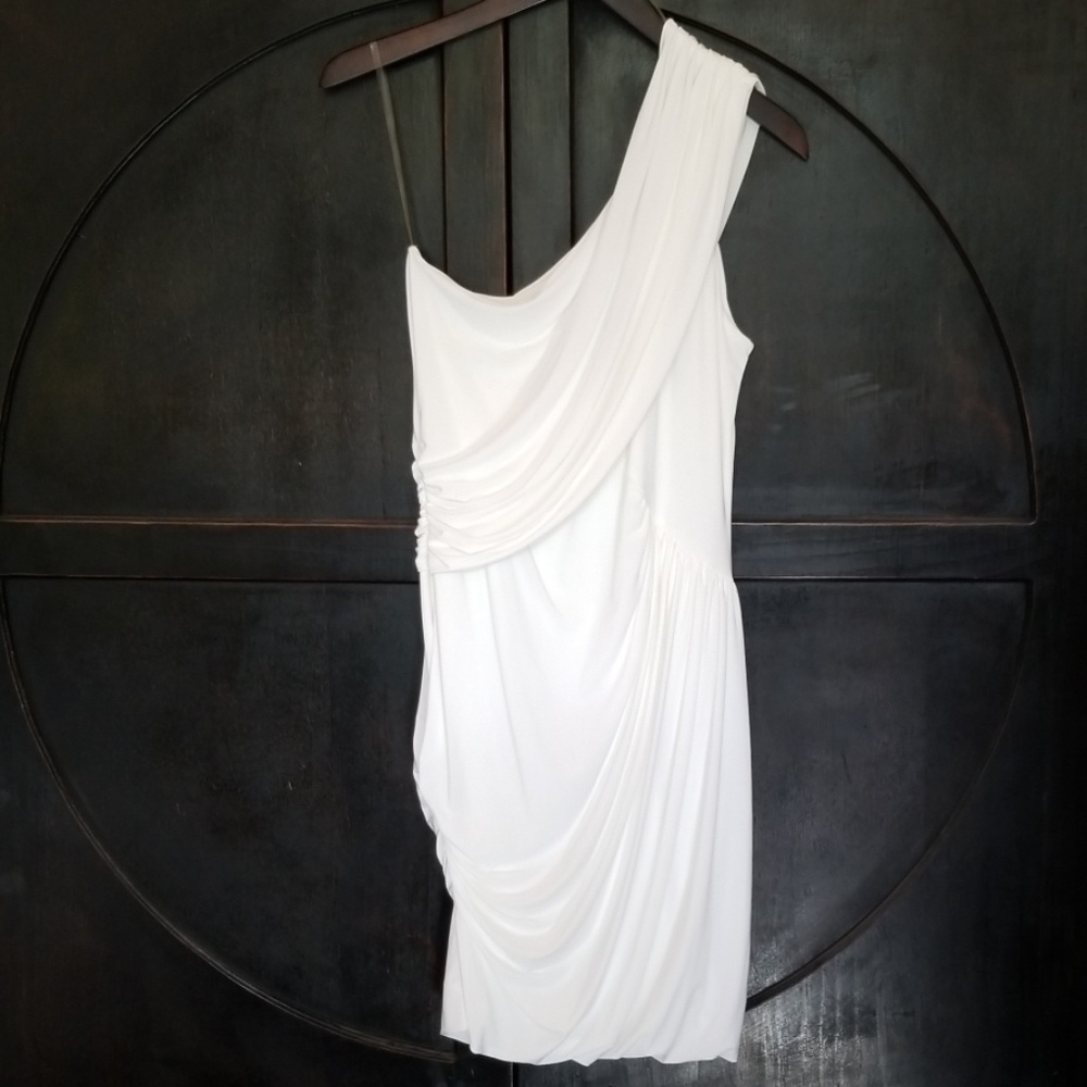 Soprano Asymmetrical Scrunched White Dress
